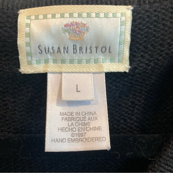 SUSAN BRISTOL Sz  L Vintage Noah’s Arc Animals Hand Embroidered Buttons Cardigan - Picture 3 of 12